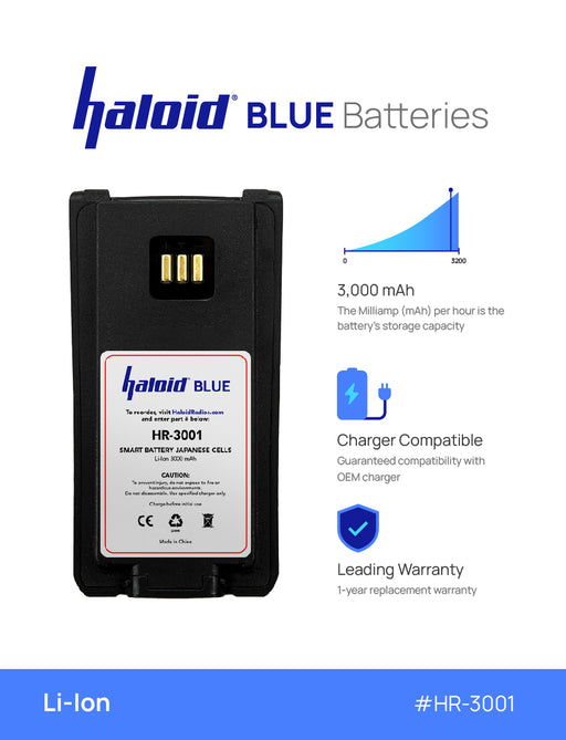 Haloid BLUE HR-3001 Lithium Battery 3001 for PD700 - HaloidRadios.com