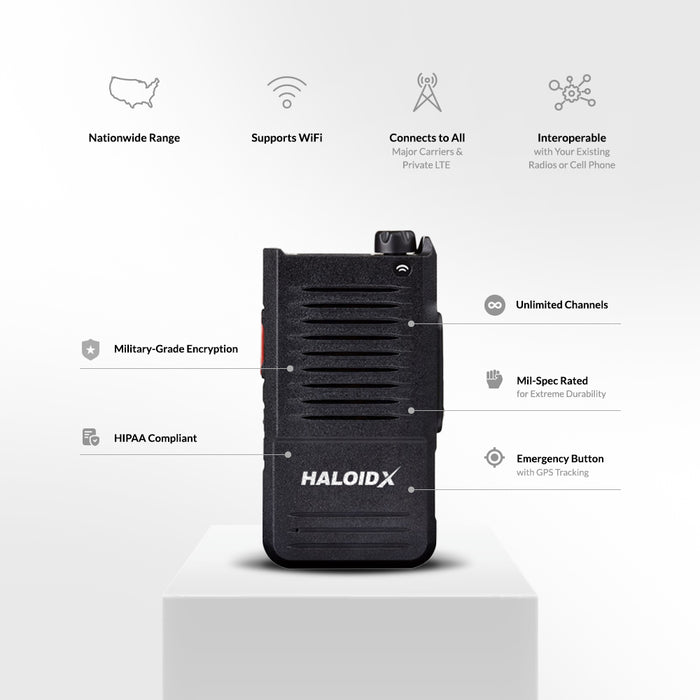 RENT: HaloidX X1 Secure & Interoperable Cellular Radio POC LTE Radio Rental - Push-to-talk Over Cellular (DAILY)