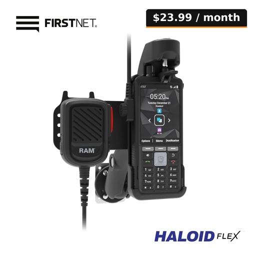 SUBSCRIPTION: AT&T FirstNet EPTT Vehicle Kit Sonim XP5 Plus Bundle: Sonim XP5900 + RAM Kit & Speaker Microphone - 24-Month Subscription - **$23.99 PER MONTH**