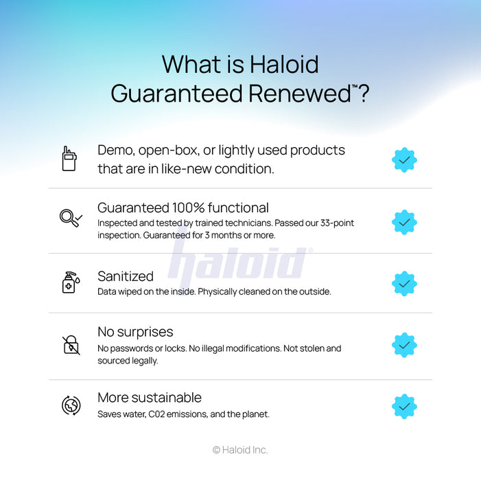 What is HALOID GUARANTEED RENEWED?