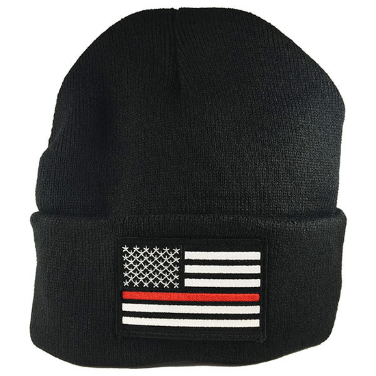 Haloid Solutions Beanie American Flag with Thin Red Line