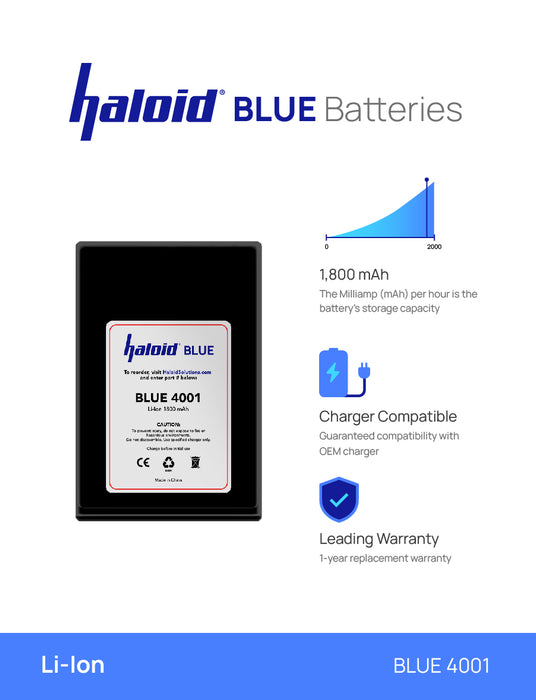 Haloid BLUE 4001 1800 mAh Lithium Battery for Motorola CLP1010 DLR1060 SL300
