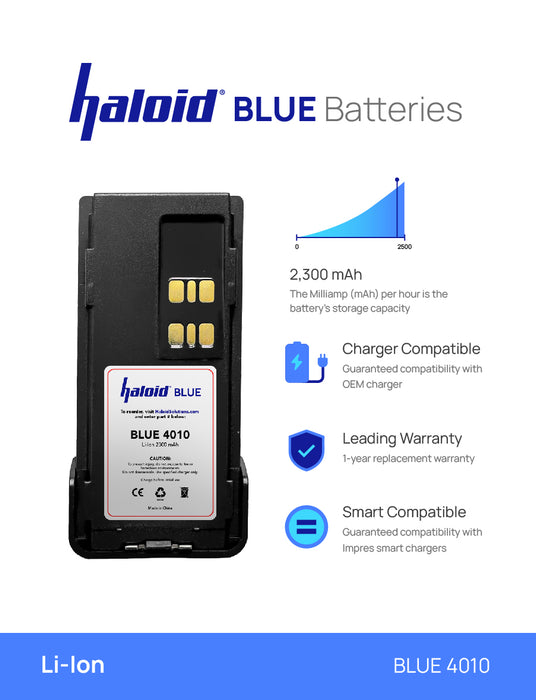 Haloid BLUE HR-4493-S Lithium Battery 4493-S for XPR3000 Radios (Replaced with BLUE 4010)