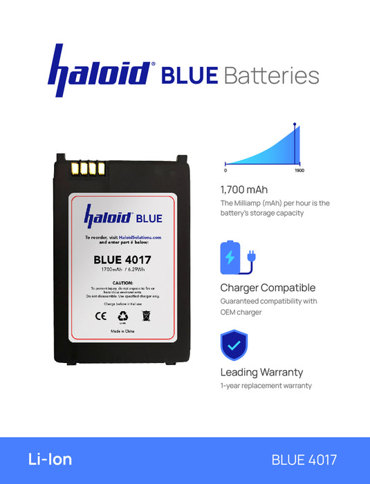 Haloid BLUE 4017 1700 mAh Lithium Ion Battery for MTH800 DTR550 DTR410 DTR520 DTR650