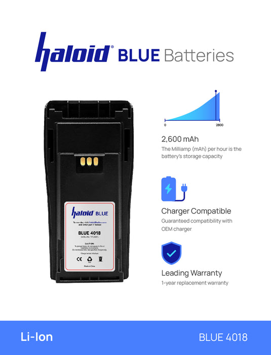 Haloid BLUE 4018 2600 mAh Lithium Ion Battery for CP150 CP200D MTX1000