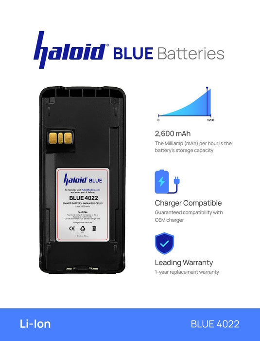 Haloid BLUE 4022 2600 mAh Lithium Battery for Motorola CP100 CP185