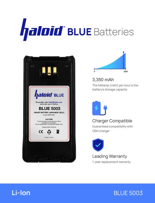 Haloid BLUE 5003 3350 mAh Lithium Battery for Kenwood TK-2180 TK-3180K TK-3160 TK-3185 TK-3180 TK-5210 TK-5310 TK-5310K