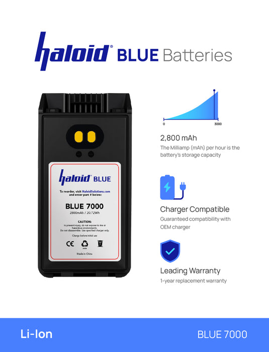 Haloid BLUE 7000 2800 mAh Lithium Ion Battery for IC-F1000 IC-F2000