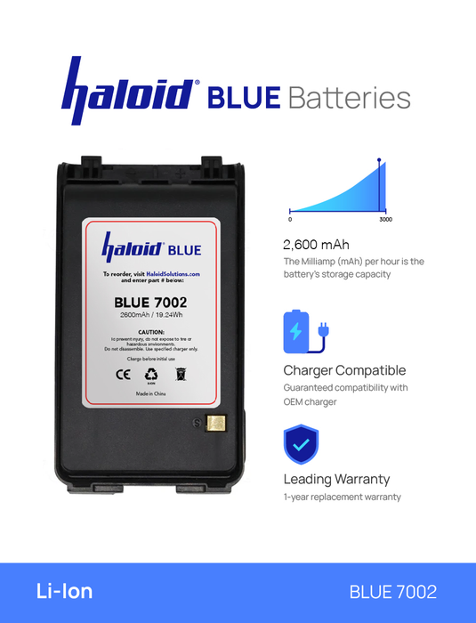 Battery for ICOM IC-V80 IC-F4001 - Haloid BLUE 7002 2600 mAh Lithium Ion Compatible with BP-265LI BP-265 Radios